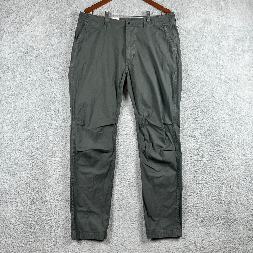 Relwen Flyweight Chino Pants Men 36 (Fits 36x30.5) Gray Cotton Stretch Straight